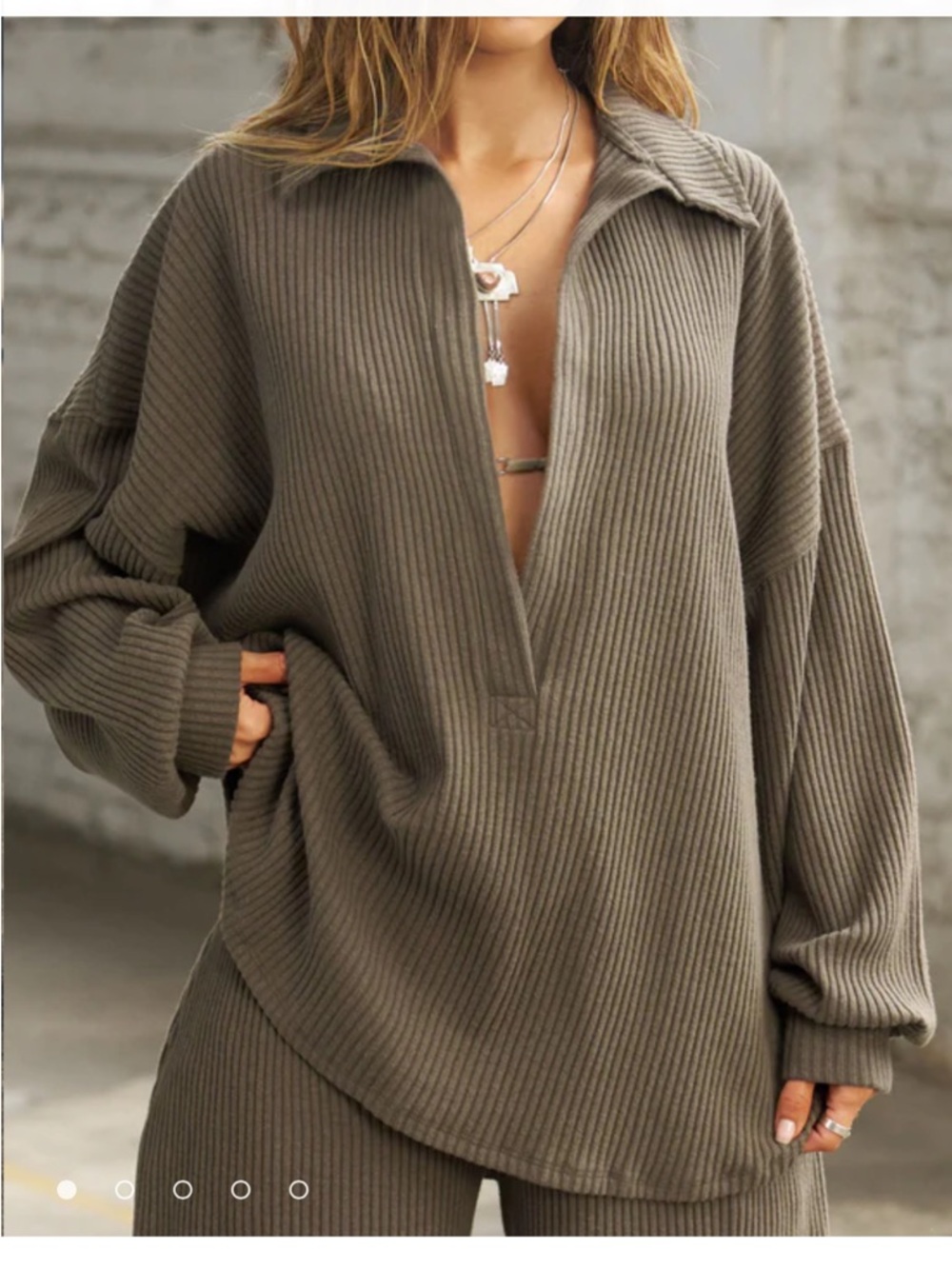 JOAH BROWN Deep V Pullover in Army Luxe Knit NWT size S